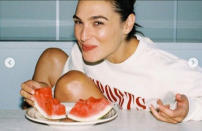 Turns out you are what you eat as ‘Wonder Woman’ was glowing like her snack. She was on a ‘Watermelon Sugar High’.