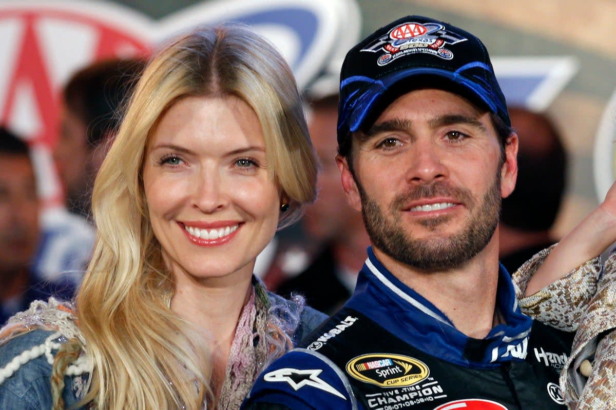 NASCAR driver Jimmie Johnson married wife Chandra in 2004, and the couple have two children (AP)