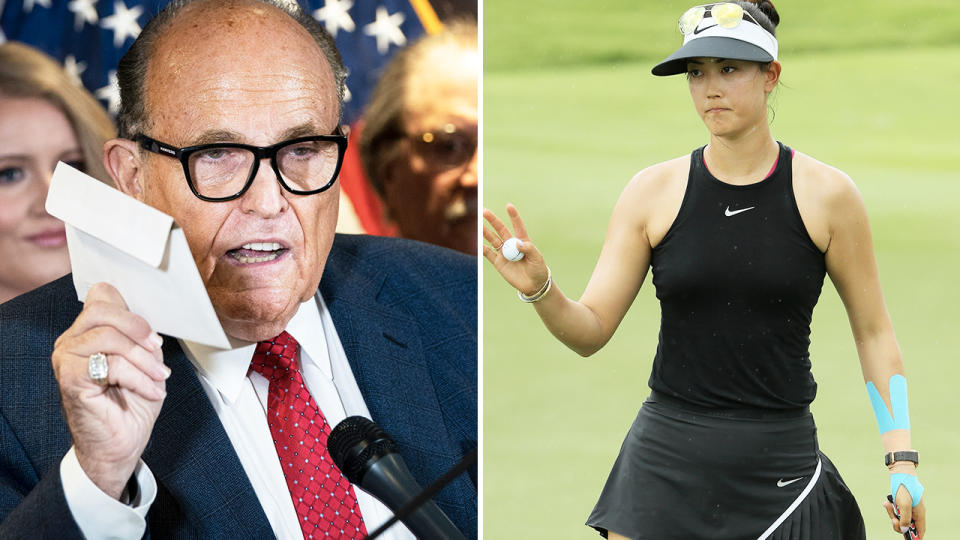 Rudy Giuliani and Michelle Wie West, pictured here on the golf course.