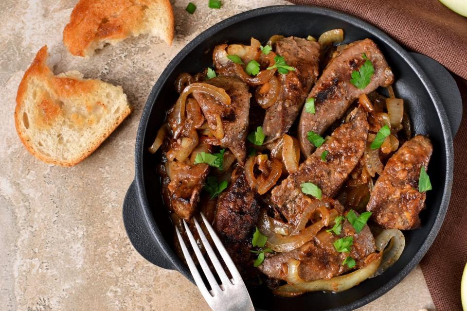 Liver meat with onions.