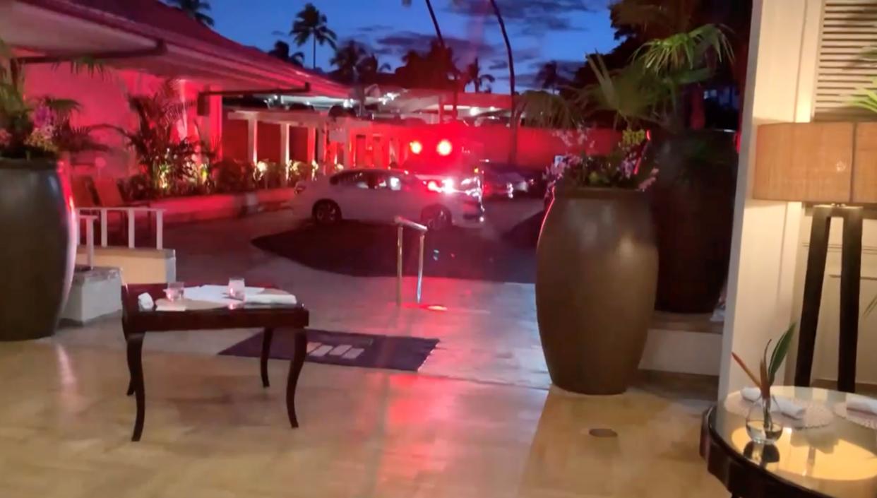 <p>A screenshot of a video posted on Twitter by Elizabeth Ferraro from inside the Kahala Resort & Hotel in Honolulu which went into a ten-hour lockdown on Saturday after a gunman opened fire on staff</p> (Twitter/Elizabeth Ferraro)