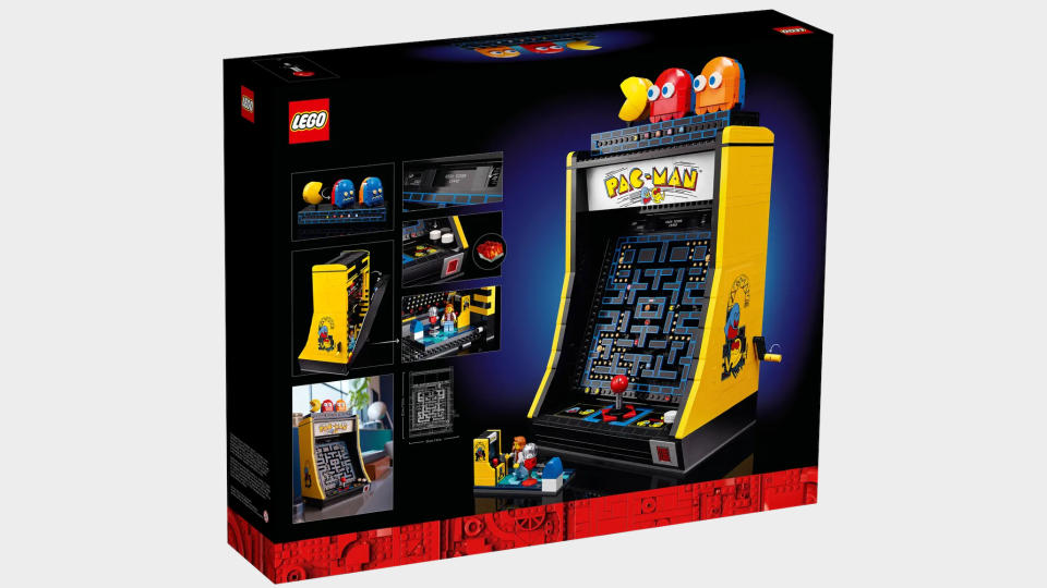 Lego Pac-Man Arcade set on a plain background