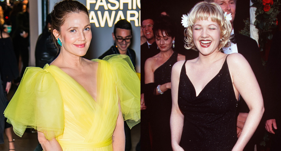 Drew Barrymore reminded fans why she's the ultimate '90s style icon. (Images via Getty Images)