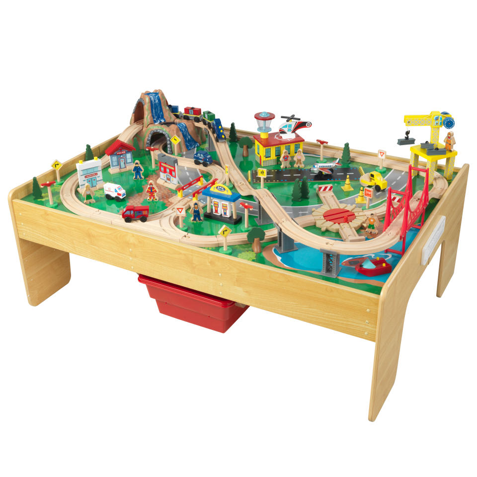 KidKraft Adventure Town Railway Wooden Train Set & Table. (Photo: Walmart)