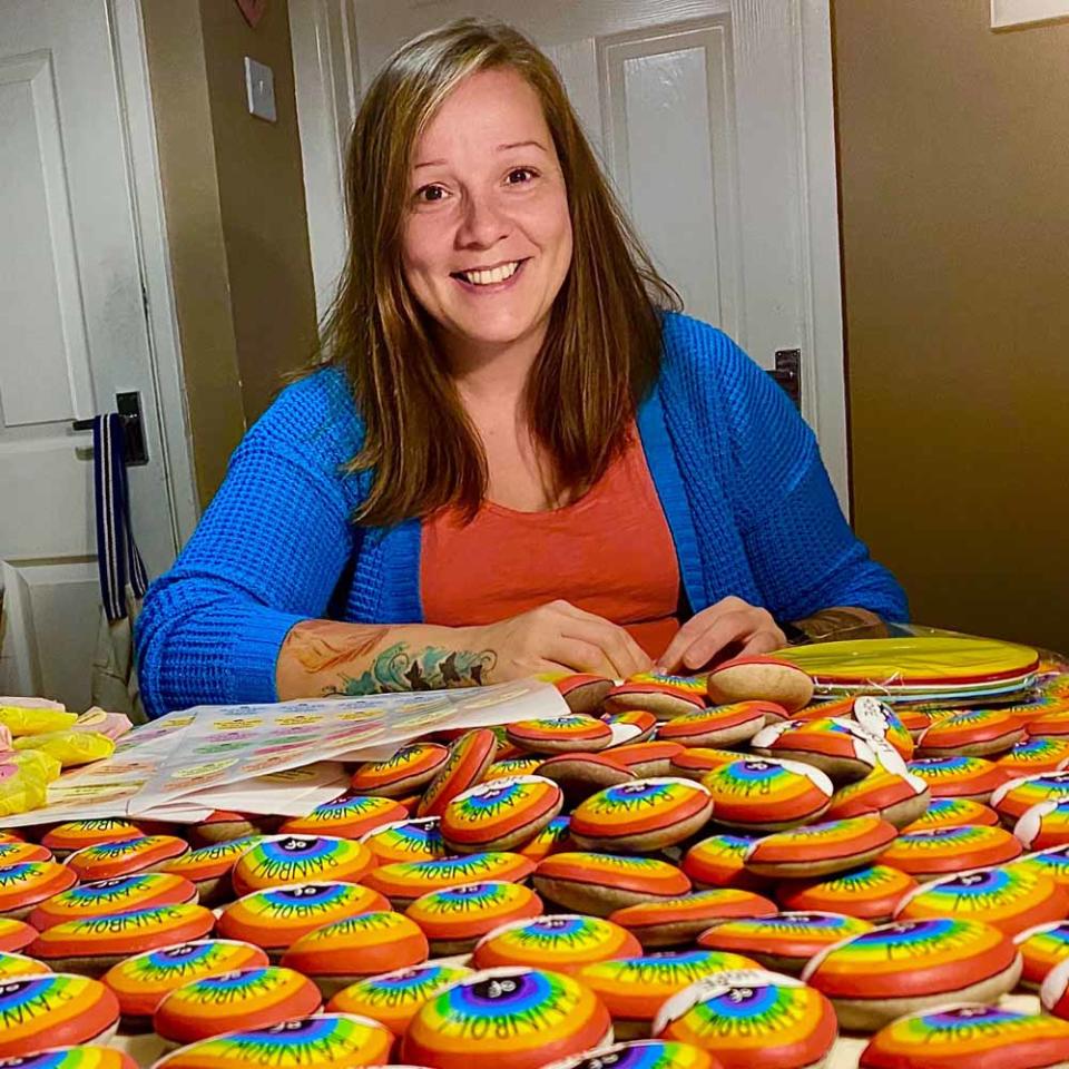 Sarah with her biggest ever order of 400 pebbles (Collect/PA Real Life).