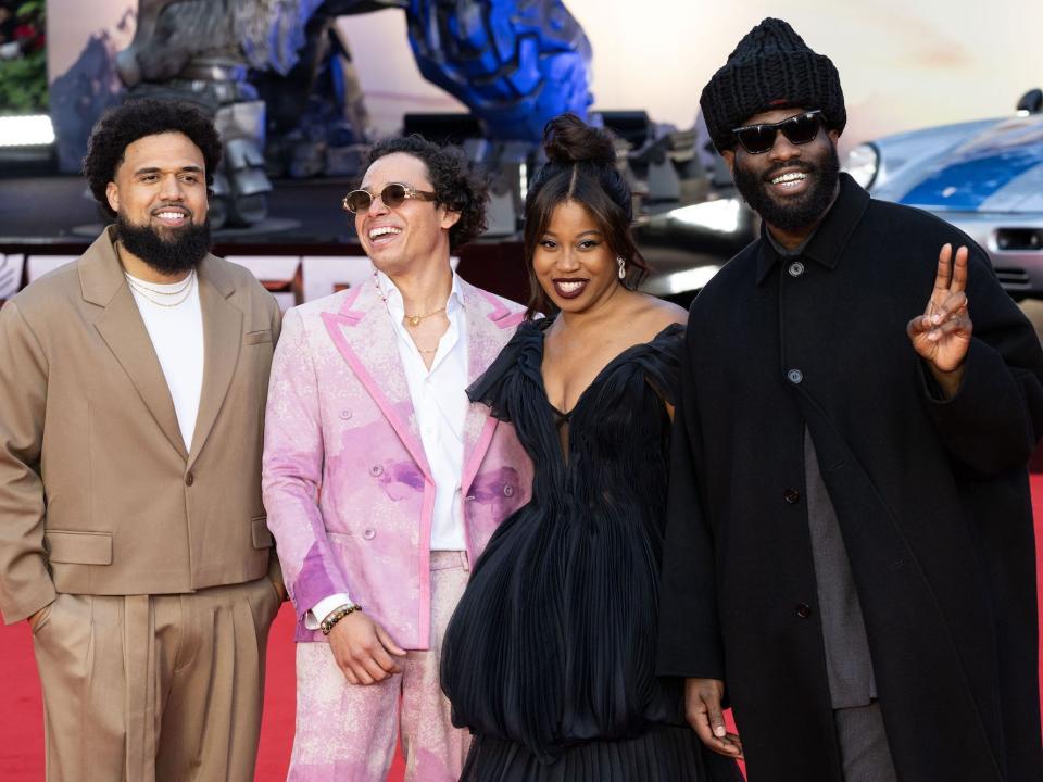 Steven Caple Jr., Anthony Ramos, Dominique Fishback and Tobe Nwigwe attend the "Transformers: Rise Of The Beasts" European Premiere at Cineworld Leicester Square on June 07, 2023 in London, England.