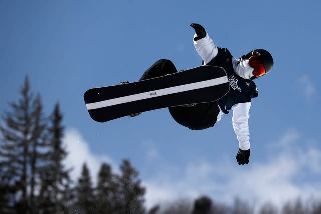 <p>Tom Pennington/Getty Images</p> Shaun White takes a training run for the men's snowboard halfpipe final during Day 4 the Land Rover U.S. Grand Prix World Cup at Buttermilk Ski Resort on March 21, 2021 in Aspen, Colorado.