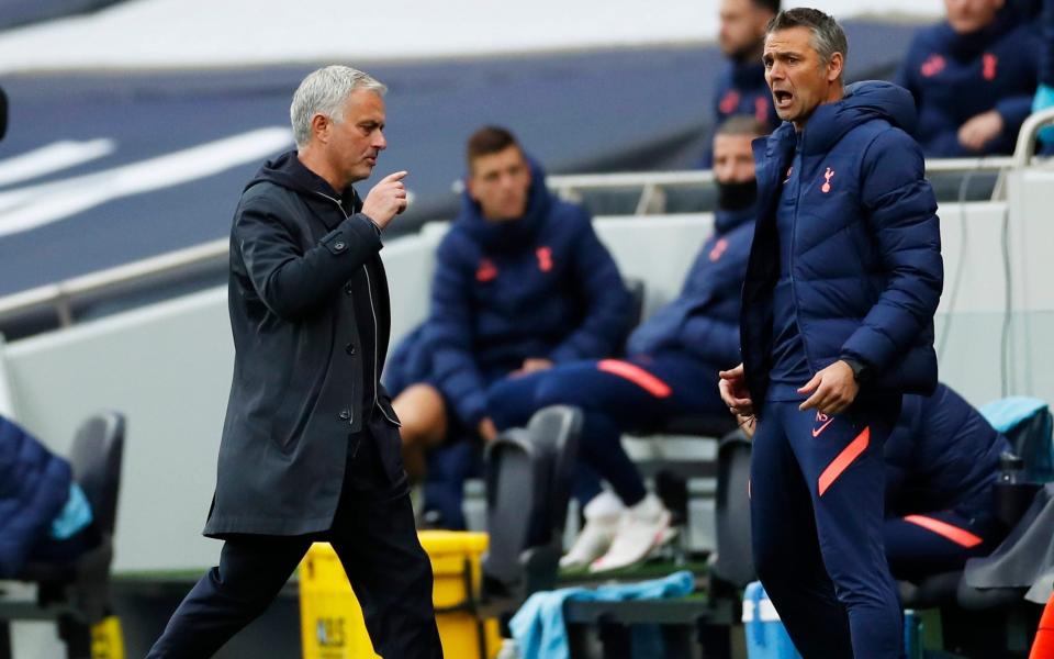 Tottenham Hotspur manager Jose Mourinho reacts after referee Peter Bankes awards a penalty to Newcastle United upon VAR review.  - REUTERS