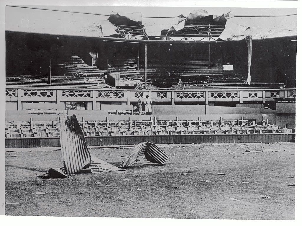 view of wimbledon after air raid