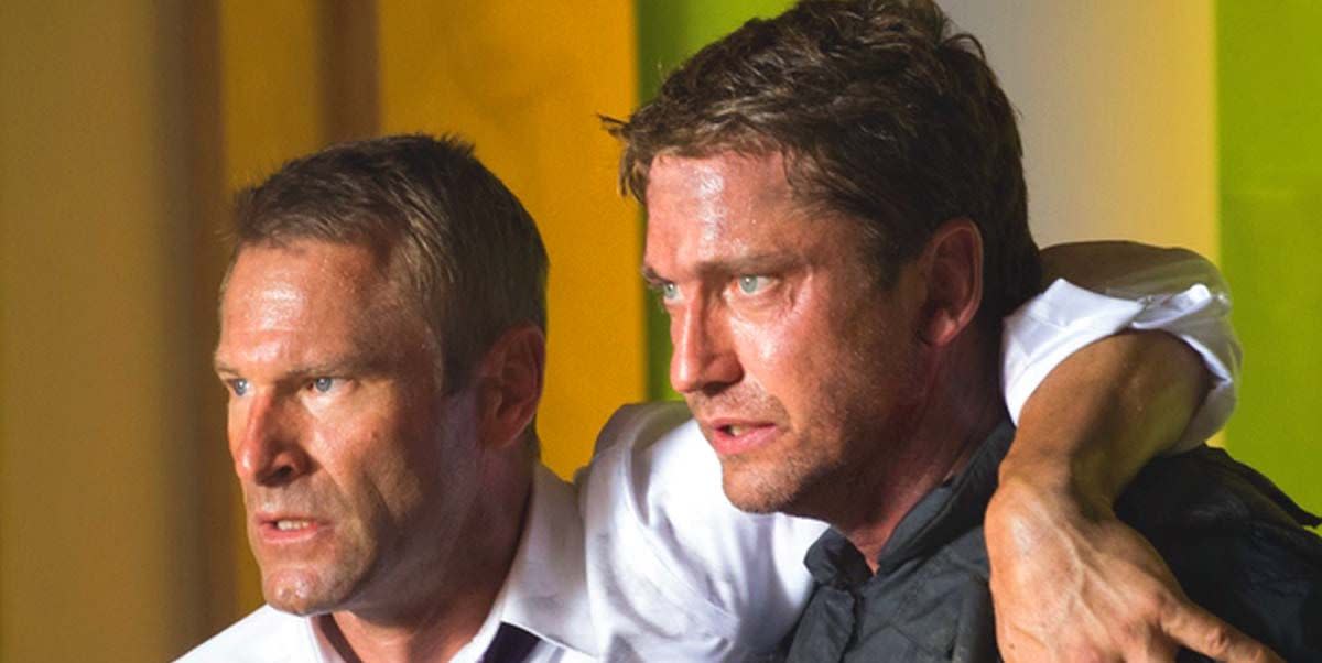 gerard butler and aaron eckhart in olympus has fallen