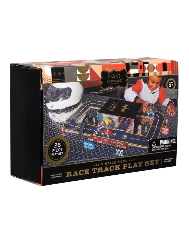 FAO Schwarz Vintage Wooden Race Track Play Set, $34.99