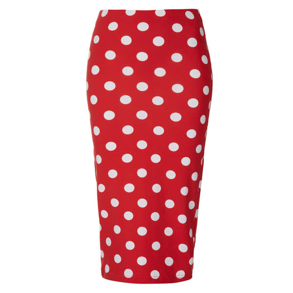 Red spot print tube skirt - £22 - Topshop