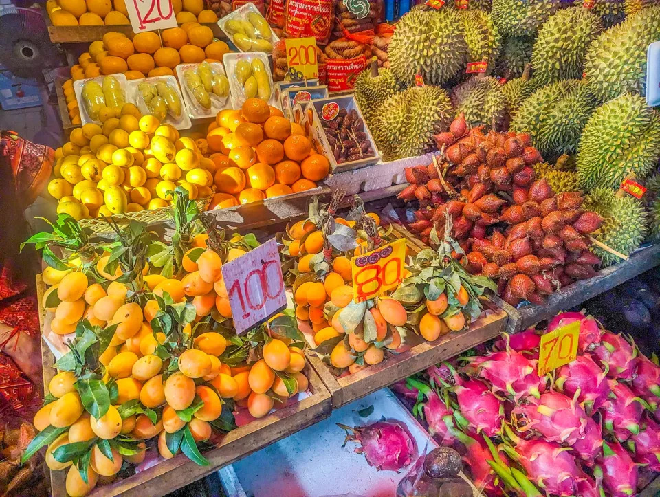 Collection of fruit at the market