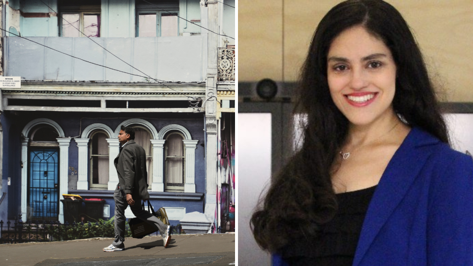 Rental rights Houses in sydney with mould and an image of Monica Rouvellas she is wearing a blue jacket and is smilling