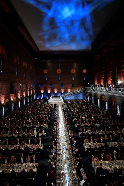 Nobel prize laureates, royals and guests attend the 2017 Nobel Banquet for the laureates in medicine, chemistry, physics, literature and economics in Stockholm last December 10