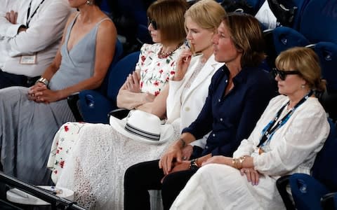 Nicole Kidman and Vogue chief editor Anna Wintour take in the semi-final - Credit: AFP