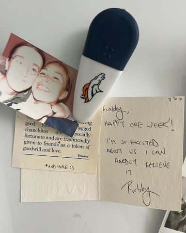 <p>Gabby Windey/Instagram</p> Gabby Windey shared a handwritten note from Robby Hoffman