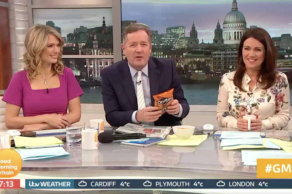 Piers Morgan responds to ‘lady-friendly’ Doritos launch by smashing up a bag on live TV