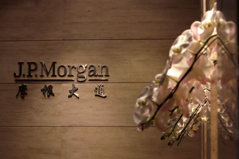 FILE PHOTO: JP Morgan sign is pictured at its Beijing office