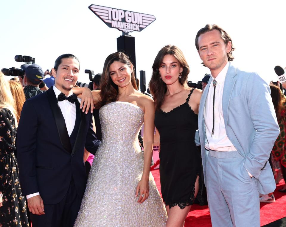 Danny Ramirez, Monica Barbaro, Rainey Qualley, and Lewis Pullman at the San Diego premiere of “Top Gun: Maverick” - Credit: Christopher Polk for Variety