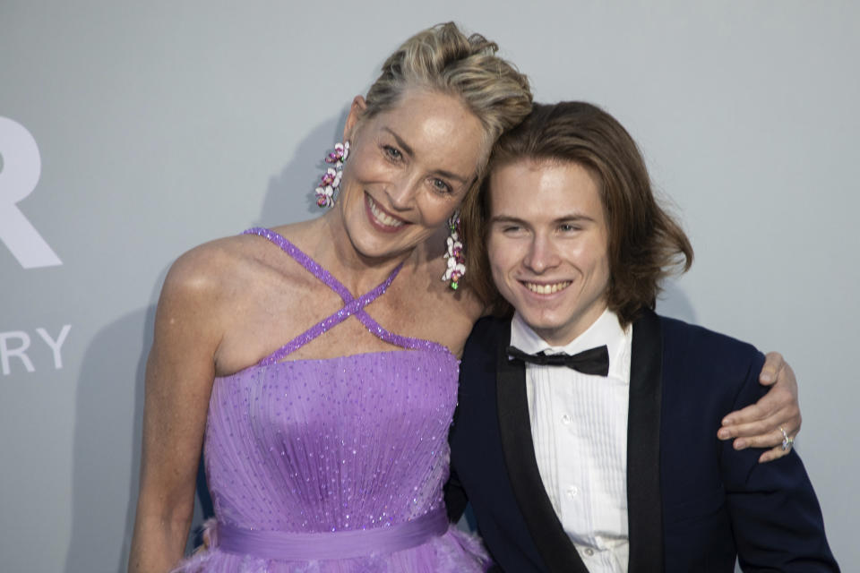 Sharon Stone and Roan Joseph Bronstein - Credit: Vianney Le Caer/Invision/AP