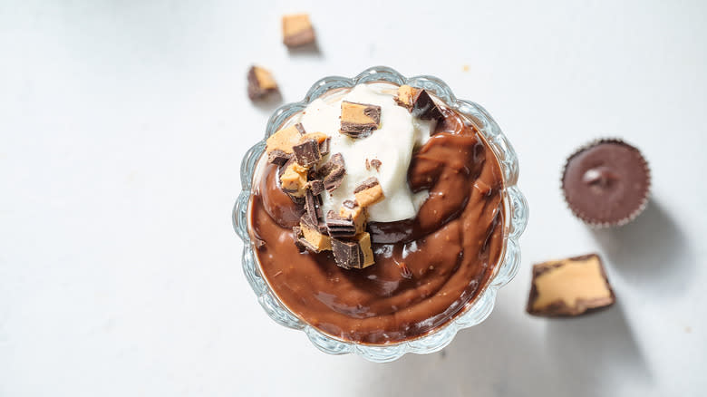 pudding in a glass bowl