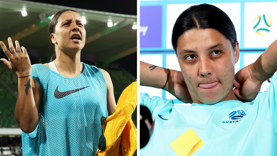 Sam Kerr (pictured) reportedly spent a night in a police cell after it has been alleged she called an officer a 'stupid white bastard' in the UK. (Getty Images)