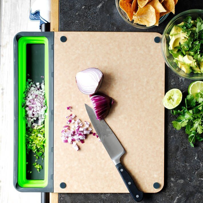 The Cup Board pro takes the pain of transporting chopped food from a cutting board to a bowl. (Photo: Williams Sonoma) 