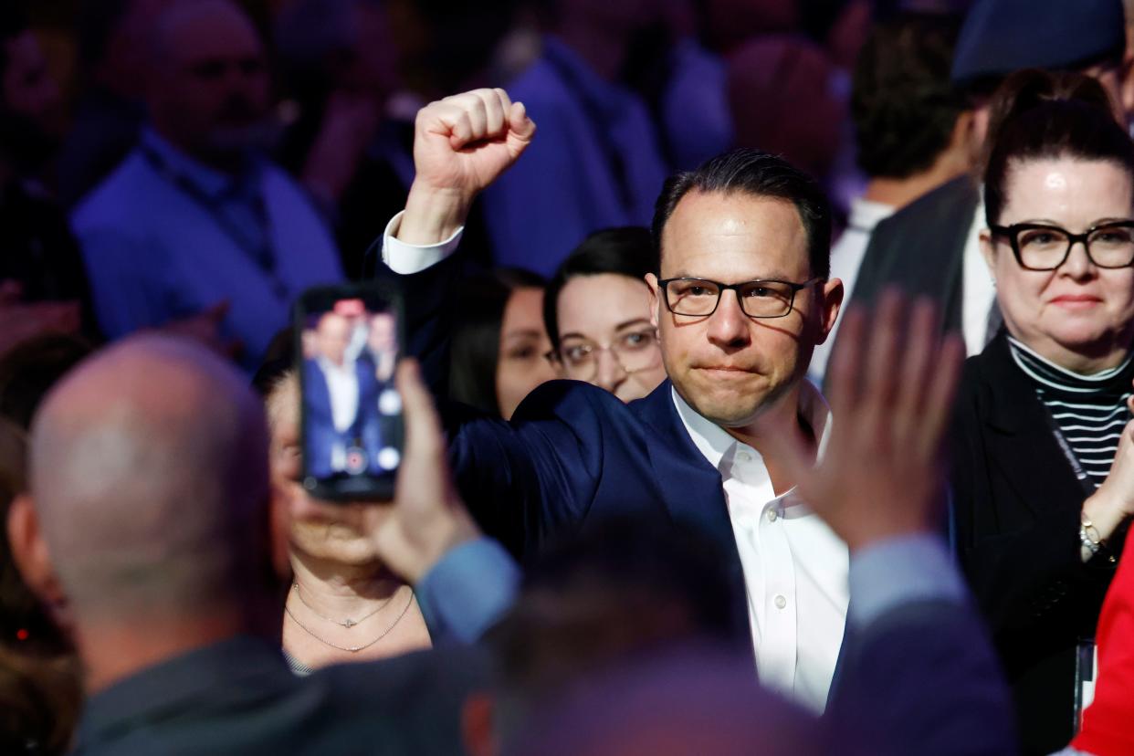 Pennsylvania Governor Josh Shapiro arrives to deliver remarks at the North American Building Trades Unions (NABTU) 2024 Legislative Conference at the Washington Hilton on April 24, 2024 in Washington, DC.