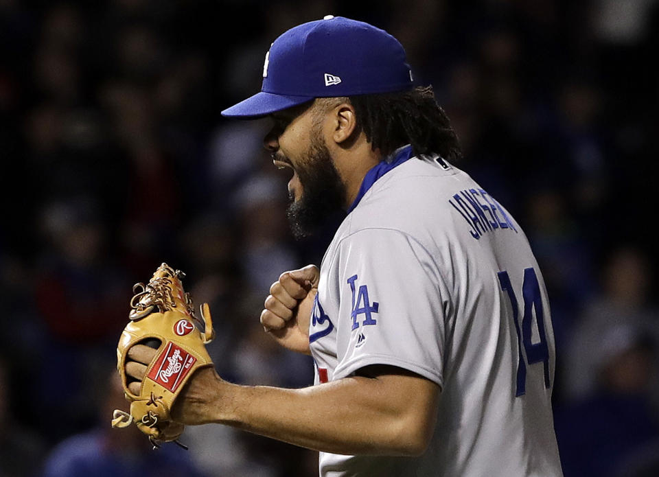 Kenley Jansen and the Dodgers are World Series favorites over the Houston Astros. (AP)