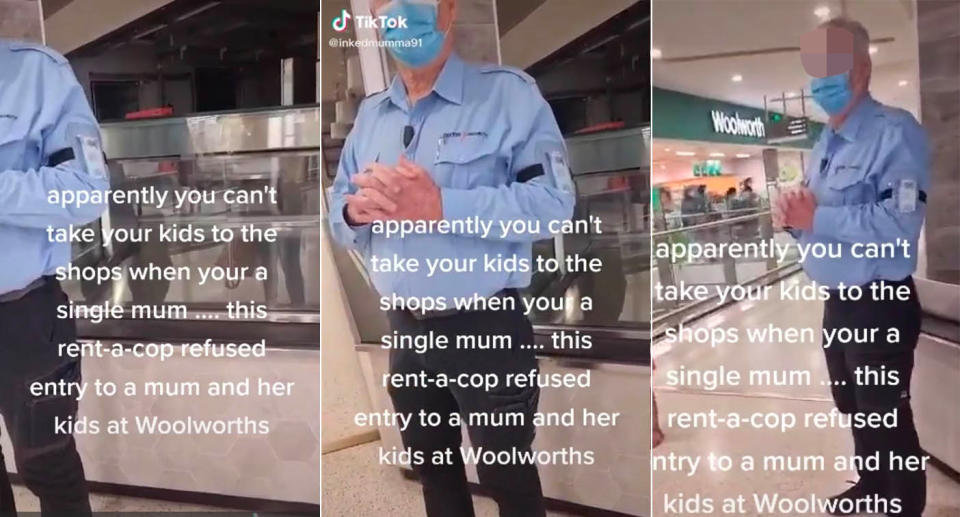 The woman said the security guard stopped her from going inside the supermarket. Source: TikTok