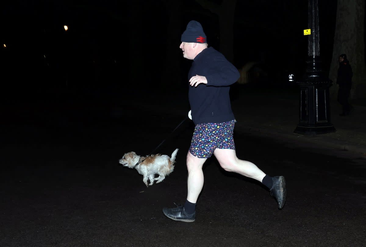 Anything but conservative: Boris Johnson out jogging in eclectic attire (Reuters)