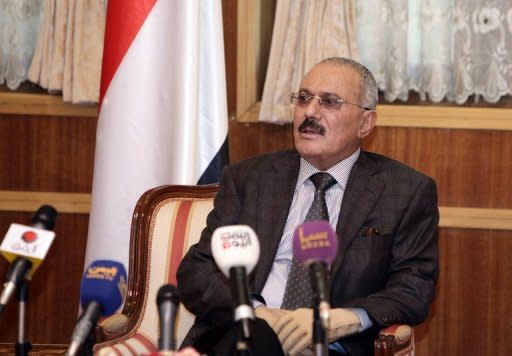 Yemen's Ali Abdullah Saleh, seen here in January 2012, has stepped down after 33 years at the helm on Monday, making him the fourth veteran Arab leader to fall in a year of mass pro-democracy demonstrations that have rocked the region