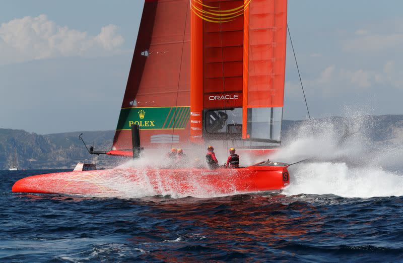 FILE PHOTO: China Sail GP Team compete during the day one of the SailGP event in Marseille