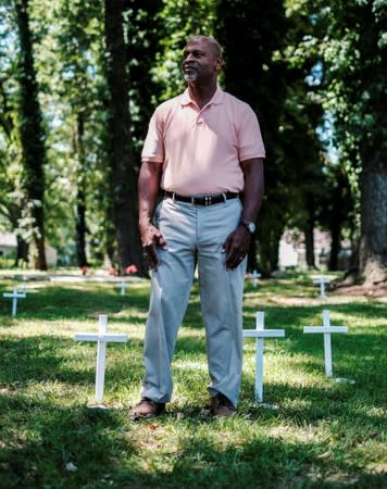 Vincent Tucker visits the Tucker family cemetery in Hampton, Virginia