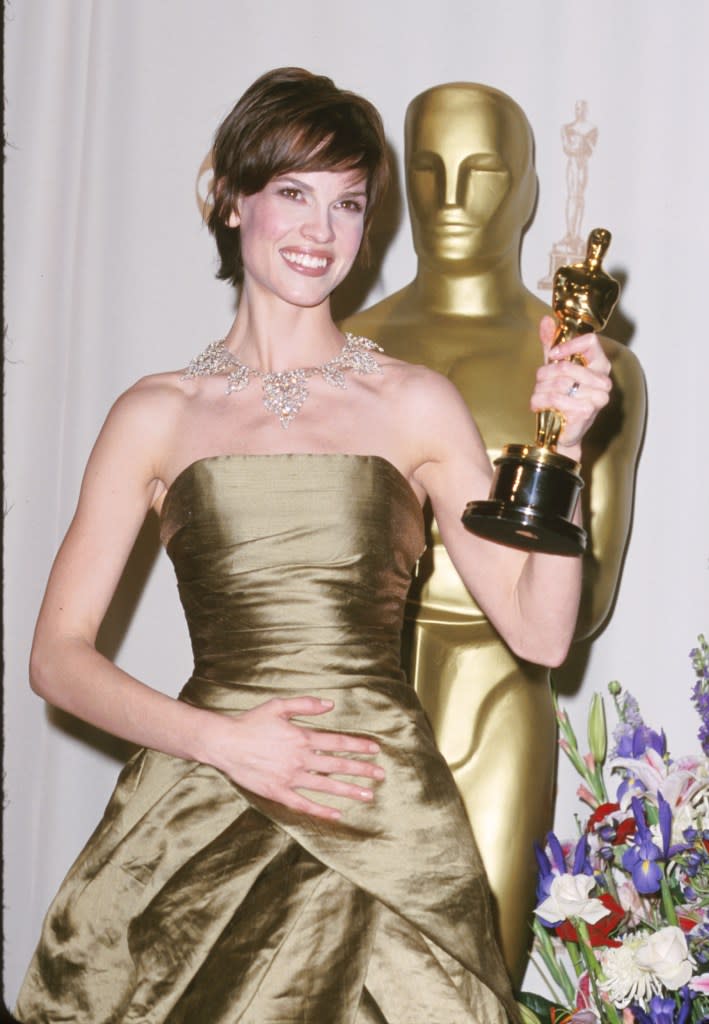 Best Actress-winner Hilary Swank won for “Boys Don’t Cry” in 2000, for which she was paid just $3,000. WireImage