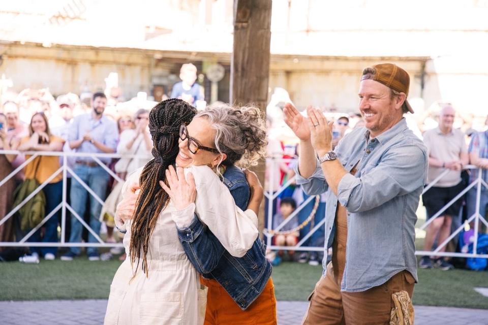 Annie Paul of Zeeland celebrates her win during the first-ever Silos Baking Competition in Waco, Texas.