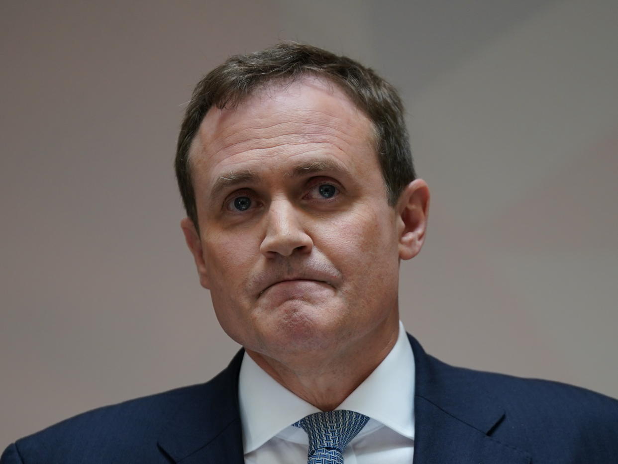 Tom Tugendhat speaking at the launch of his campaign to be Conservative Party leader and Prime Minister, at 4 Millbank, London. Picture date: Tuesday July 12, 2022.