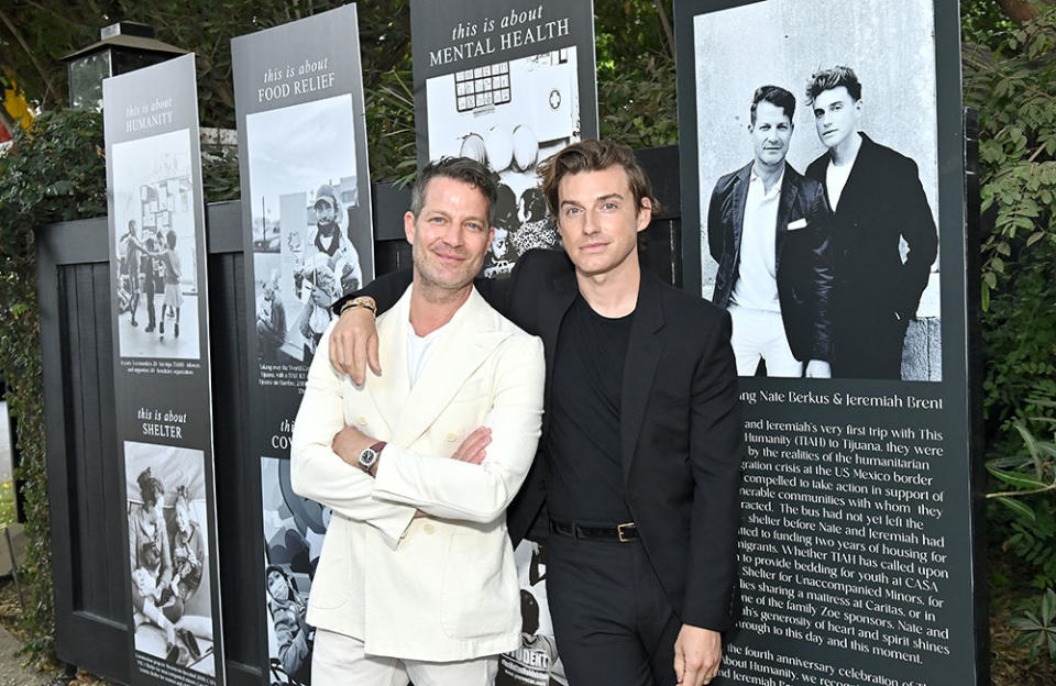 (L-R) Nate Berkus and Jeremiah Brent attend the TIAH 4th Annual Fundraiser at Private Residence on August 27, 2022 in Los Angeles, California.