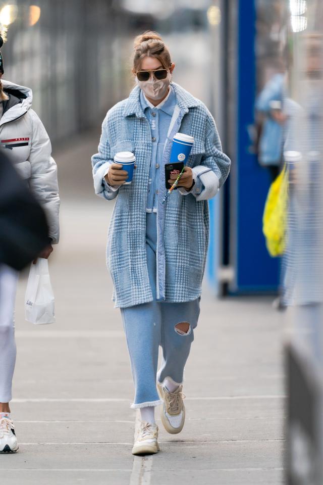 January 12, 2021 - Gigi Hadid Wears Louis Vuitton Galaxy Pants In