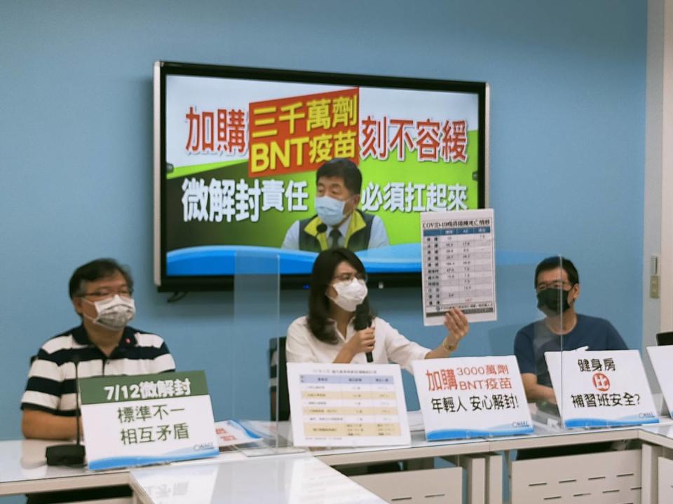 台灣民意基金會公布了「瘟疫肆虐下的台灣人政黨認同」民調，民進黨認同者銳減15%，藍綠差距從三個月前的 24.1個百分點，急遽縮小到 9.3個百分點，但國民黨認同者數量不動如山，一樣維持在19%。   圖：國民黨立法院團/提供