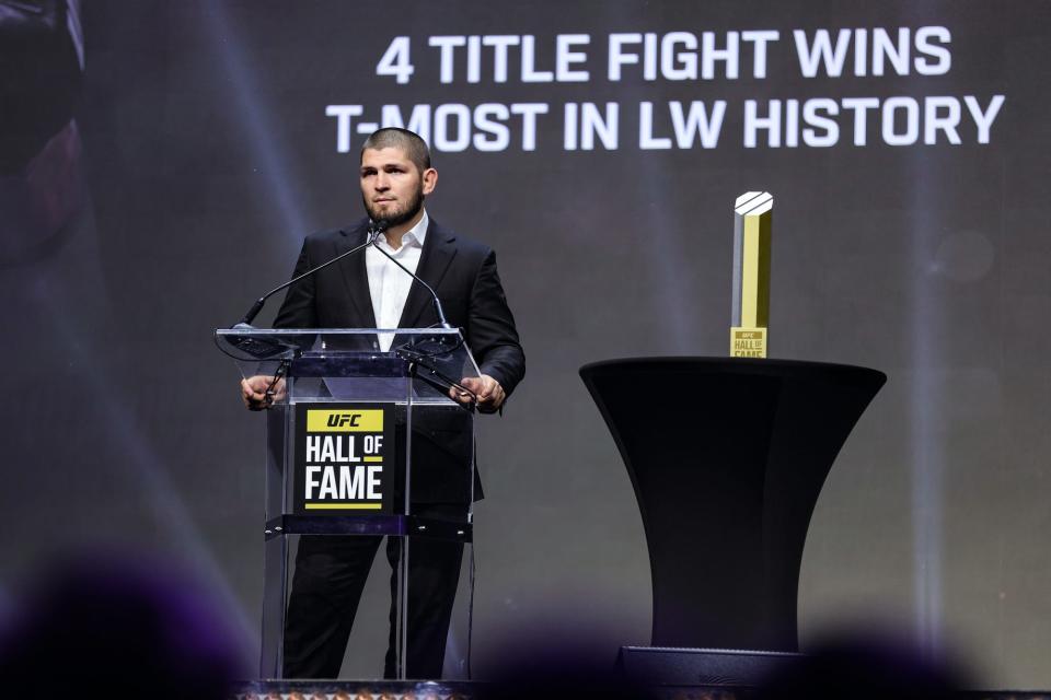 Khabib Nurmagomedov gets inducted into UFC's Hall of Fame.