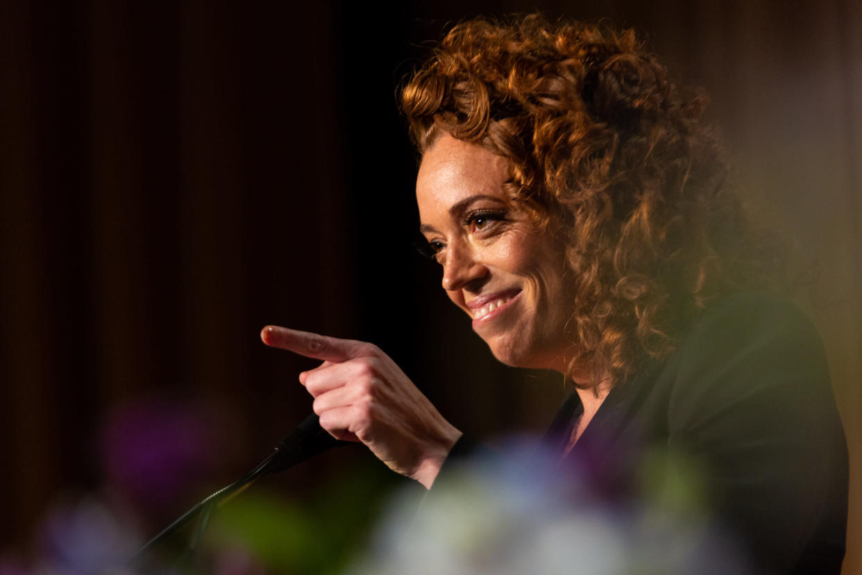 Comedian Michelle Wolf entertains guests at the White House Correspondents' Association (WHCA) dinner at The Washington Hilton in Washington, D.C., on Saturday, April 28, 2018. The 104th WHCA raises money for scholarships and honors the recipients of the organization's journalism awards. (Photo by Cheriss May) (Photo by Cheriss May/NurPhoto via Getty Images)