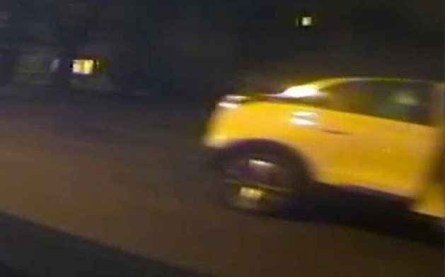 Side dashcam shows Sarah Everard in the rear nearside seat, wearing a white hat and green coat