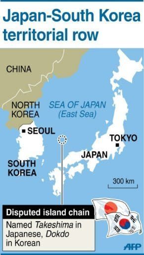 Map showing disputed islands claimed by both Japan and South Korea. South Korean President Lee Myung-Bak paid a surprise visit to islands at the centre of a decades-long territorial dispute with Japan, which recalled its ambassador from Seoul in protest