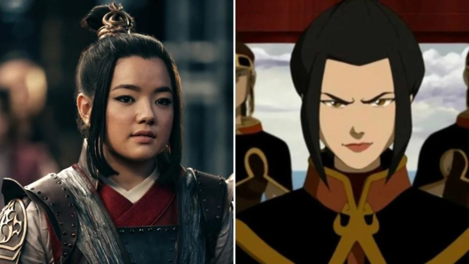 L-R: Elizabeth Yu as Azula in "Avatar: The Last Airbender" on Netflix and the animated Azula (voiced by Grey Griffin) in the Nickelodeon show