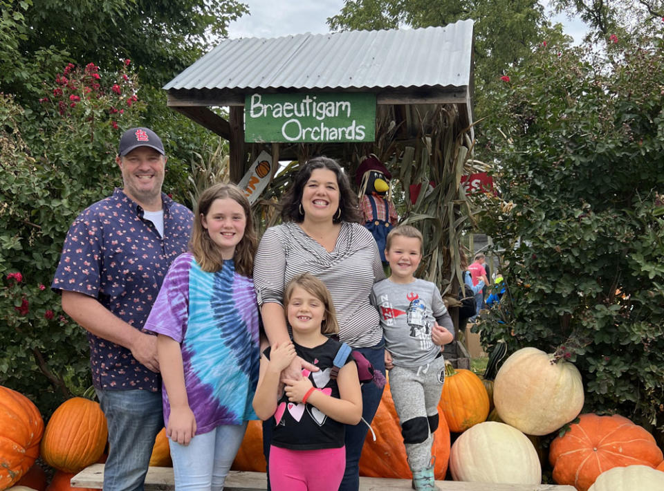 Kathryn Bonney and her family at Braeutigam Orchards in Belleville, Illinois. (Kathryn Bonney)