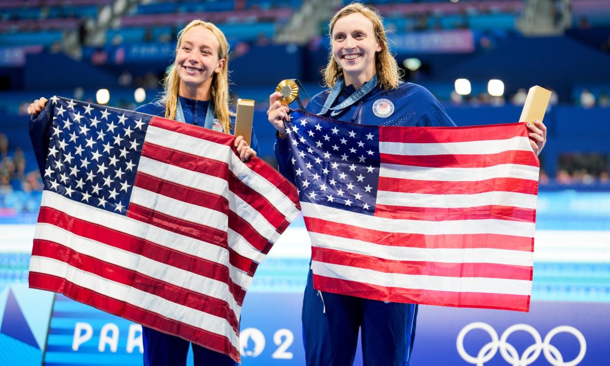 <span>Paige Madden and Katie Ledecky were part of a strong effort from the US’s female swimmers. </span><span>Photograph: Eurasia Sport Images/Getty Images</span>