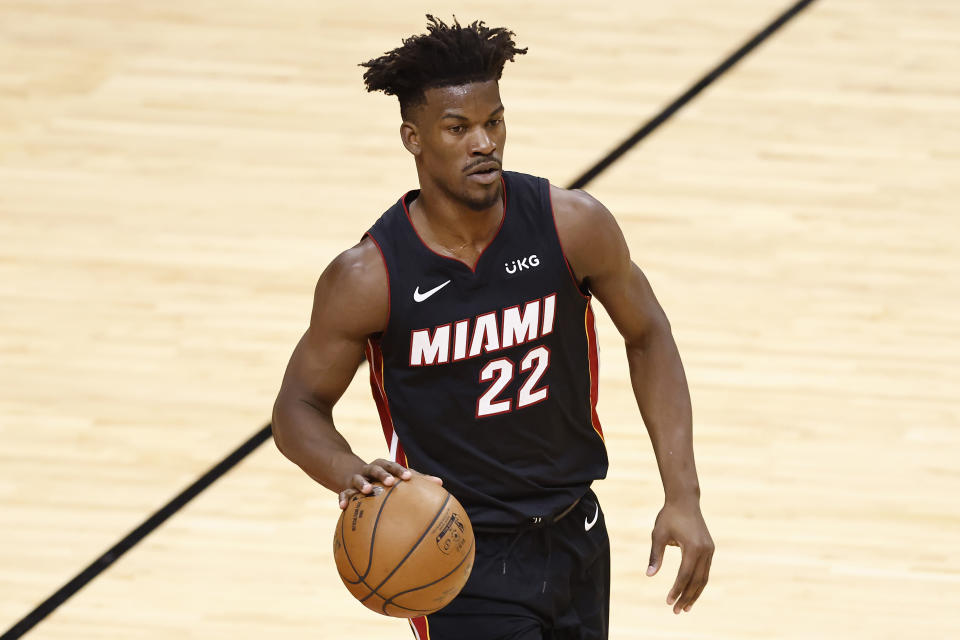 Jimmy Butler will reportedly sign a maximum contract extension with the Miami Heat. (Michael Reaves/Getty Images)