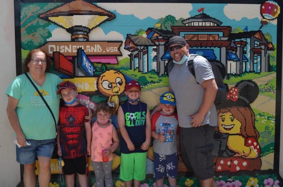 Janet Begley with her grandhildren, from left, Ronan, Mila, Nicholas and Austin, and son, far right, Rob.